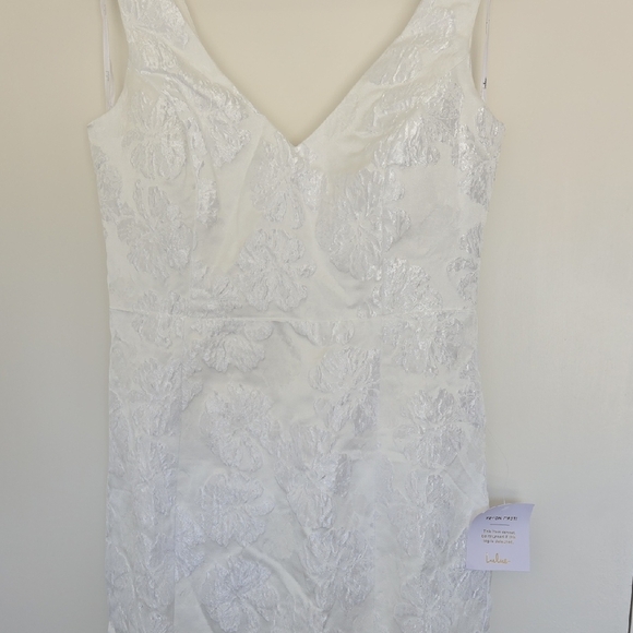 Lulu's Elegant White Floral Pattern Dress - Picture 3 of 7